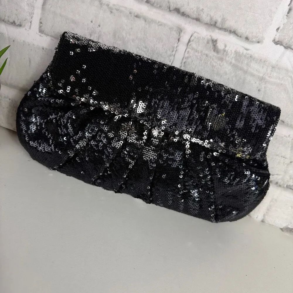 WHBM Black Sequin Clutch